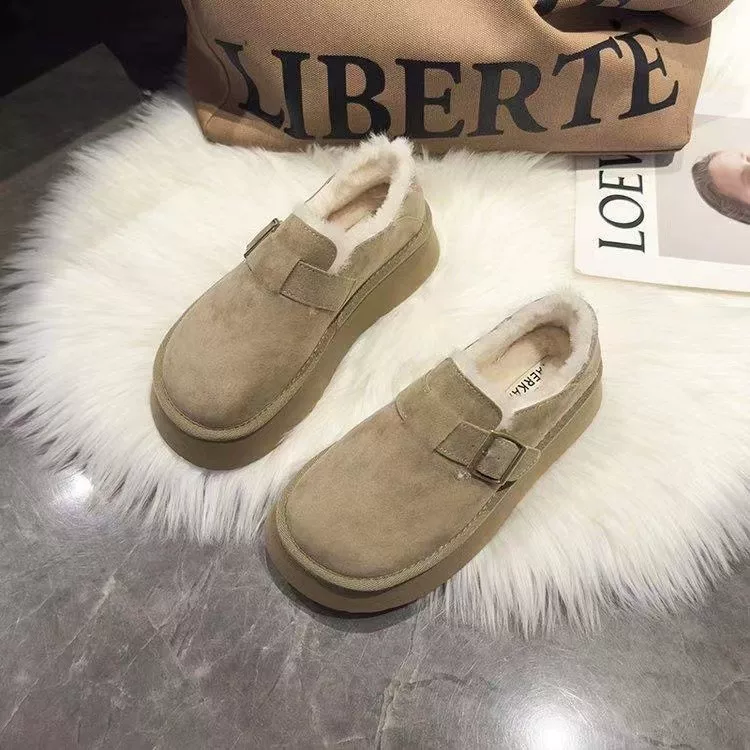 Модные флисовые knee-high ботфорты на платформе для отдыха, тёплая обувь