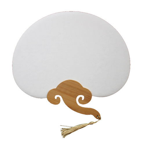 Double-sided thick Xuan paper blank round fan, half-raw hand-painted Chinese painting DIY calligraphy and creative ancient-style long handle fan surface
