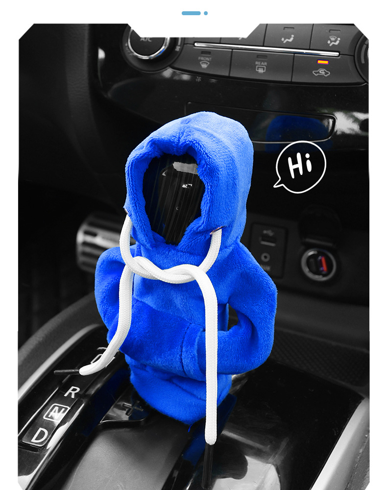 Winter Plush Sweatshirt Car Gear Handle Cover Gear Lever Cover Gear Protection Cover Hooded Clothes Shift Lever