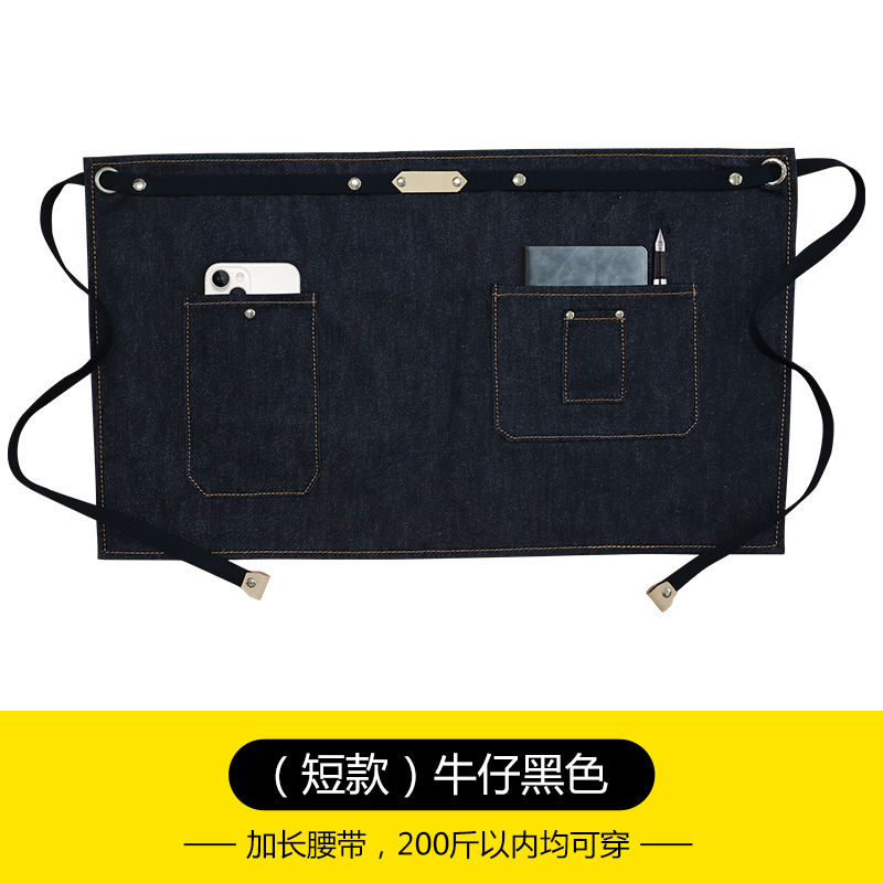 Estilo coreano delantal de lona gruesa media longitud corta opcional leche té barista trajes delantal de mezclilla al por mayor