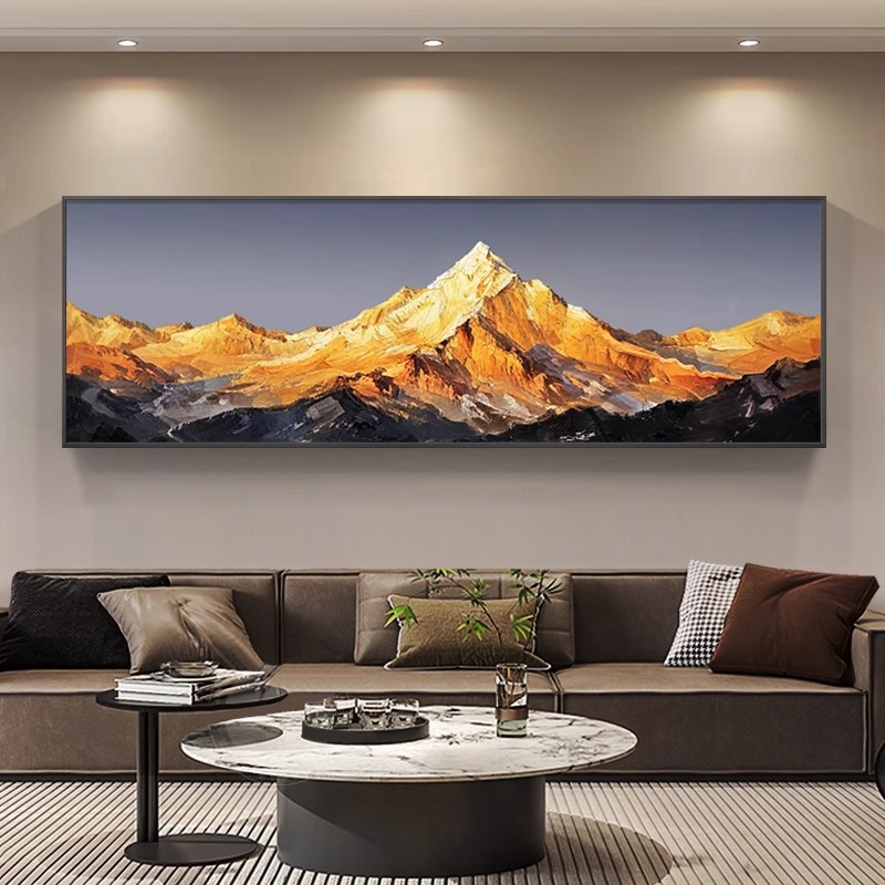 《背靠金山》手绘油画轻奢客厅装饰画沙发背景墙肌理画办公室挂画|undefined