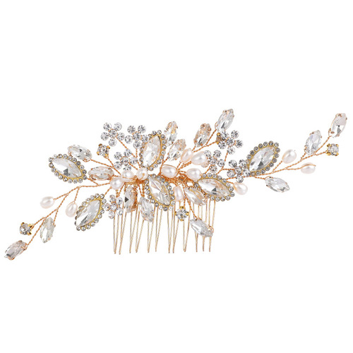 New Chinese style hair comb, ancient style Hanfu hair accessories, wedding bride's headdress, handmade Xi mother-in-law's hair rhinestone insert comb