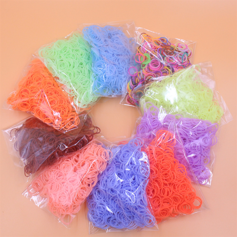 编织器彩虹实色皮筋手工DIY 彩色橡皮圈手链拼装编织玩具散装批发