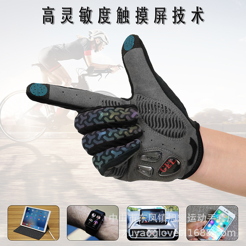 Guantes de equitación al aire libre transfronterizos deportes todoterreno fitness bicicleta dedo largo líquido grueso guantes de silicona para hombres