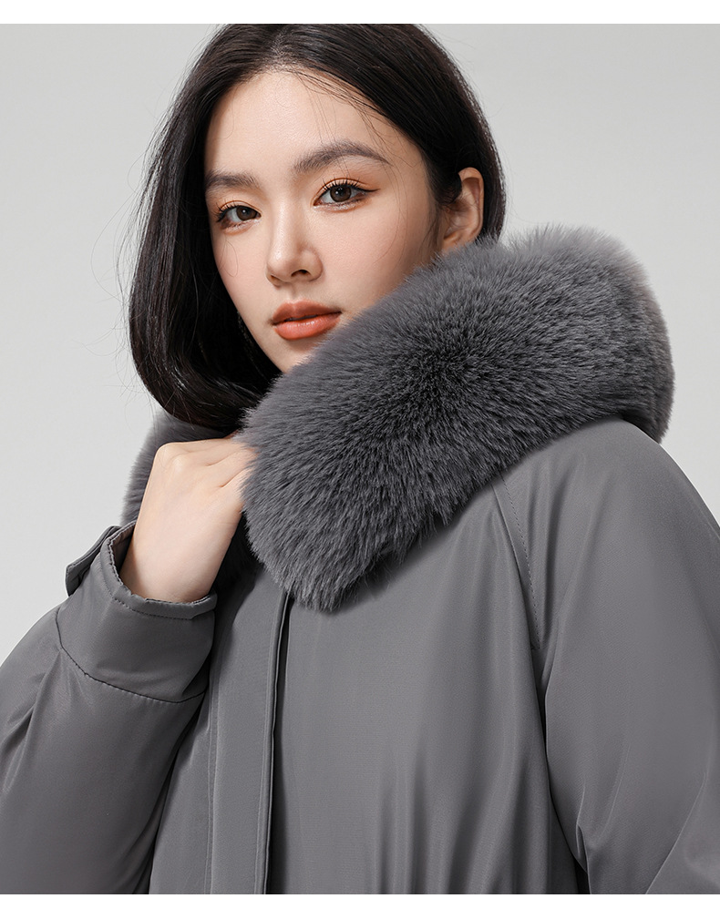 Cross border clothing with padding thickening to overcome women's short 2024 winter new style big fur collar slim fit_voghion.com