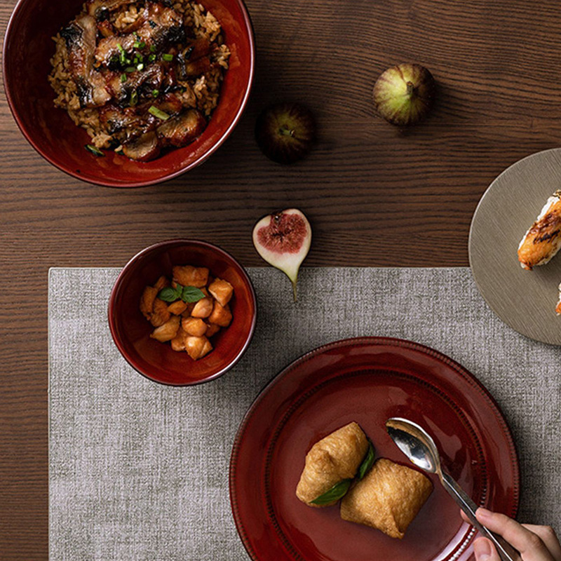 陶瓷汤碗平盘斗笠盘纯色家用盘牛排拉面面汤西餐碗餐盘彩釉浅下菜