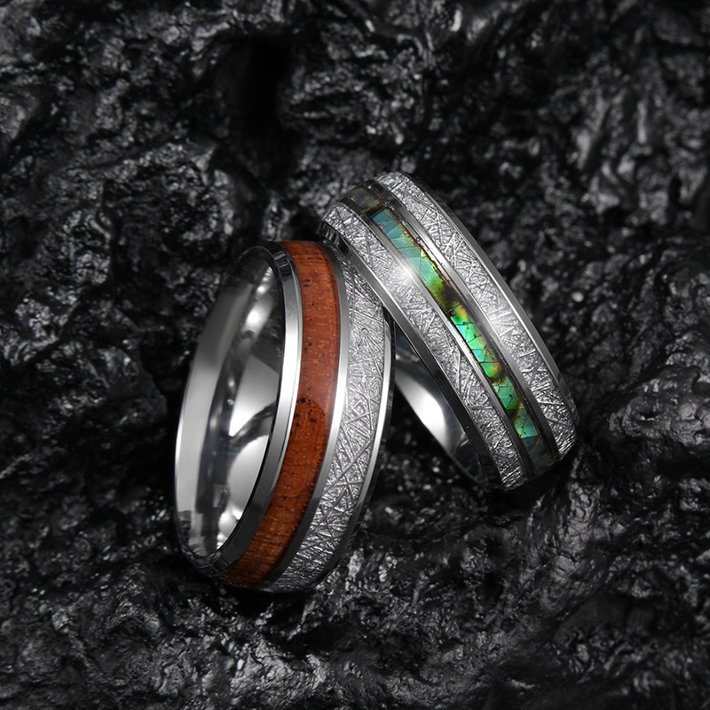 Moda Ronda Raya Acero Inoxidable Hombres Anillos display picture 2