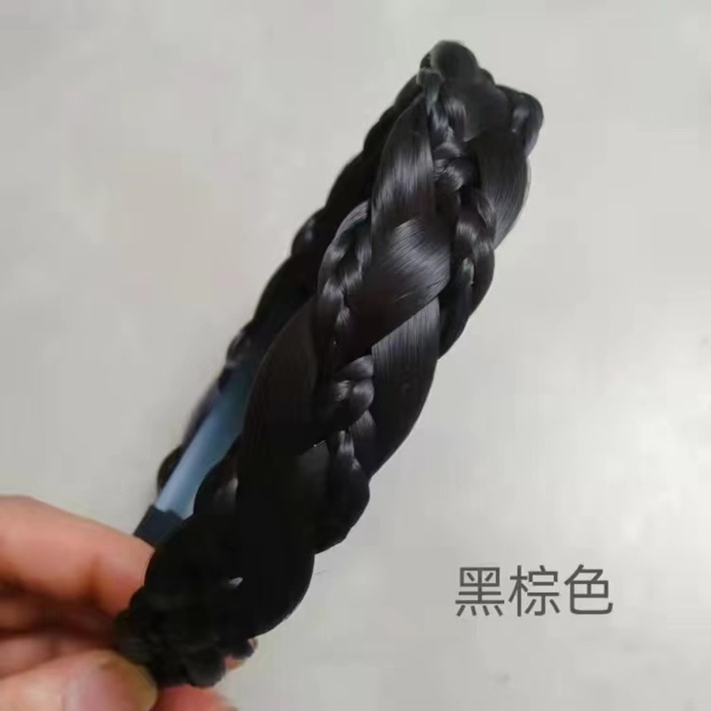 C28辮子纏繞款假髮箍黑棕色