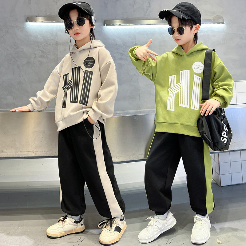 Letter 2023 Jarní Podzim Velká dětská dvoudílná sada, chlapecká a dětská sada oblečení_voghion.com