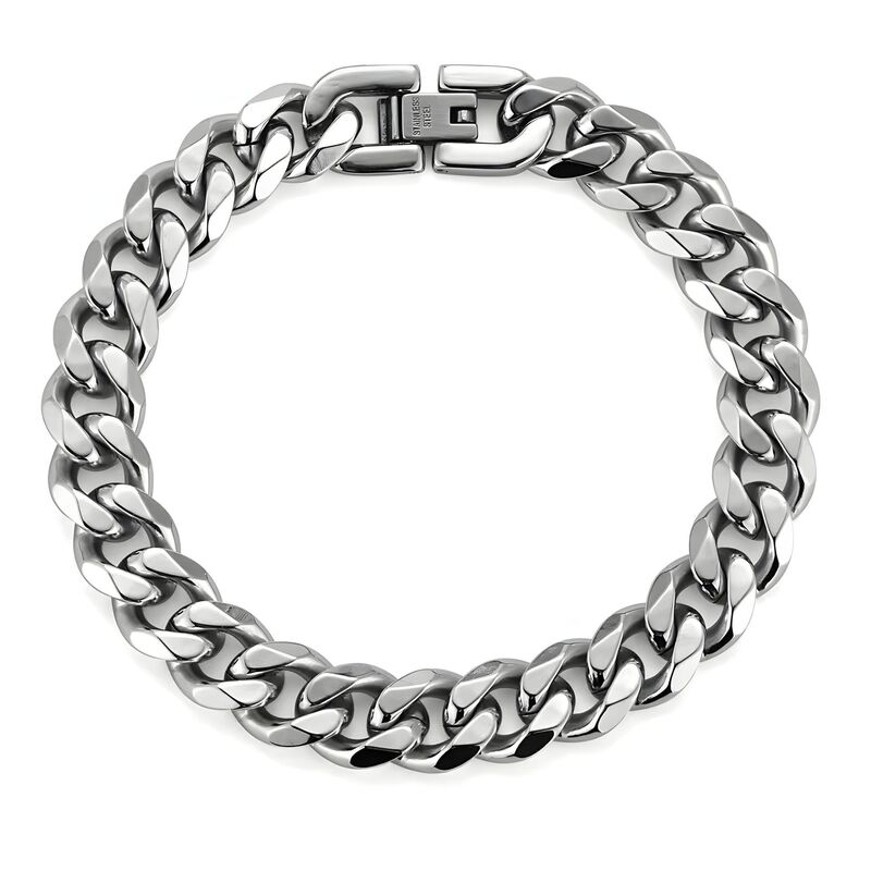Titanium Steel Cuban Chain Thick Men's Bracelet Stainless Steel Six-Sided Polished Jewelry Clasp European and American High-End Fashion Accessory Titanium Steel Cuban Chain Thick Men's Bracelet Stainless Steel Six-Sided Polished Jewelry Clasp European and American High-End Fashion Accessory