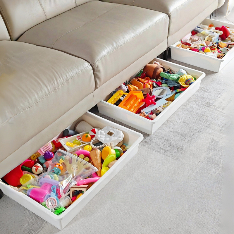 Great Home Items! Household Sofa Bottom Storage Drawer-Style Toy Organizer Box, Under-Bed Storage Box, Silk Flower