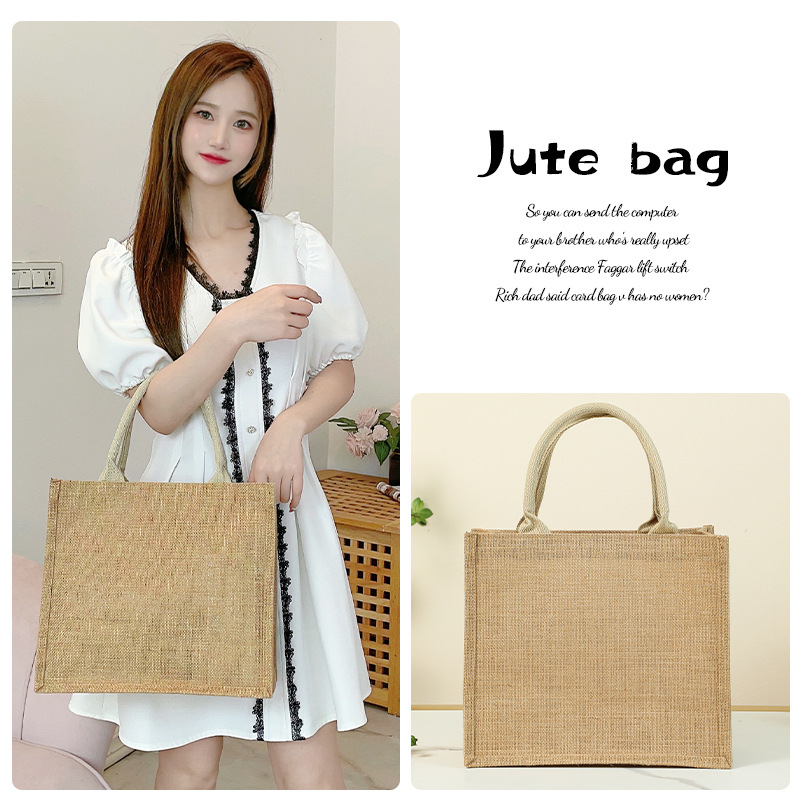 Bolsa de arpillera al por mayor bolsa de arpillera pintada a mano de Navidad bolsa de arpillera en blanco bolsa de yute MUJI