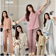 MOTIE末帖2604格格套装夏季新款短袖长裤轻薄透气舒适家居服套装1