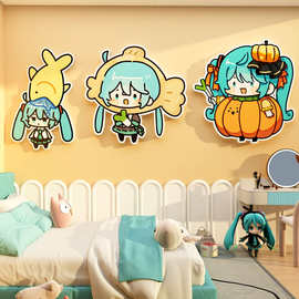 初音未来电竞房间布置装饰公主女孩卧室墙面改造小物件床头画贴纸