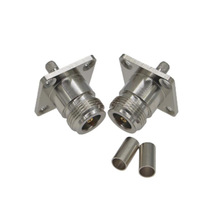 JXRF同轴连接器法兰盘N-KF-3 N型母头四孔方板25x25mm 压接RG58线