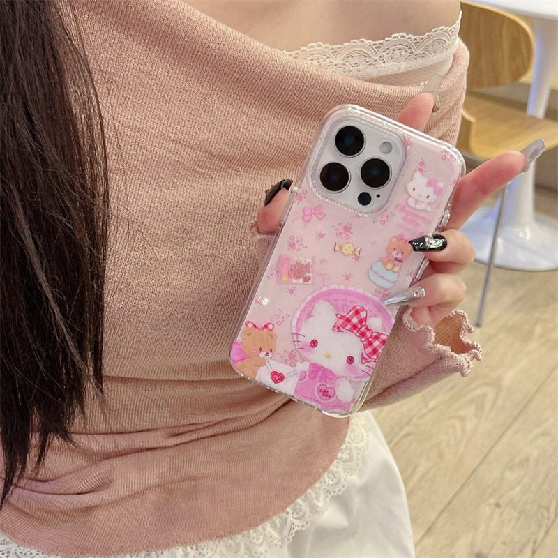 Girl ins brillo oso kt para Apple 15ProMax/16 pulsera iPhone 13 funda para teléfono móvil 14 nuevo