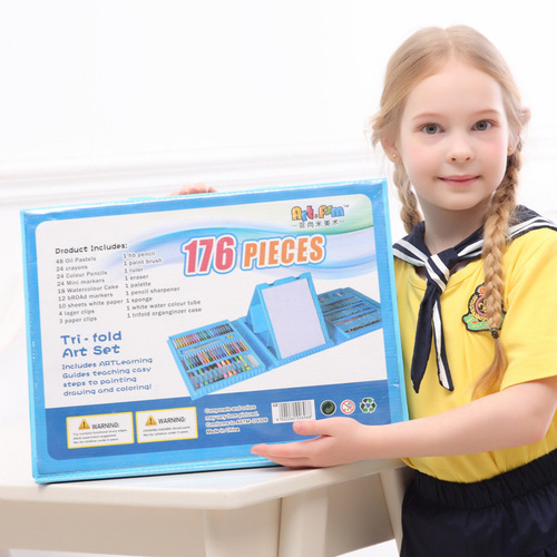 Painting Set with Easel Gift Box, 176 Art Tools, 208 Art Kit, Watercolor Pens, Children's Art Supplies, June 1st Gift