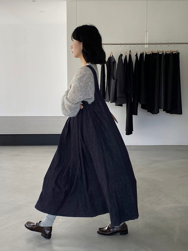 江左 韩系牛仔背心连衣裙宽松显瘦女早秋新品休闲中长款裙子 6196|undefined