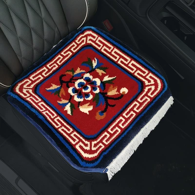 Three-piece Set No Backrest Bundle-free – Wool pad - red-and-blue-antique-single-seat-super-soft-encrypted-anti-slip