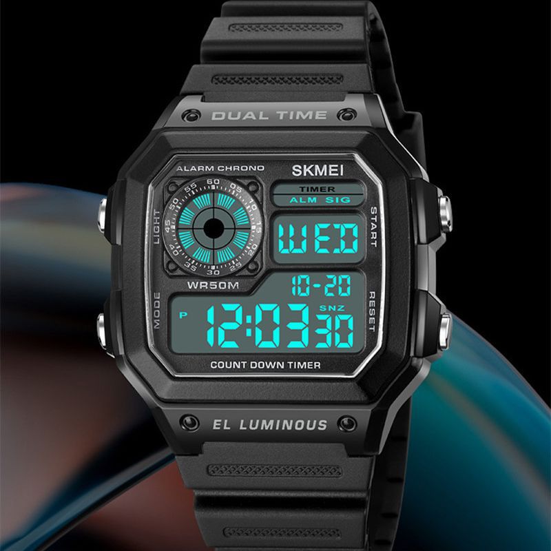 Skmei nueva cáscara transparente sensación de hielo deportes al aire libre estudiante reloj electrónico impermeable multifuncional reloj de moda para hombres y mujeres