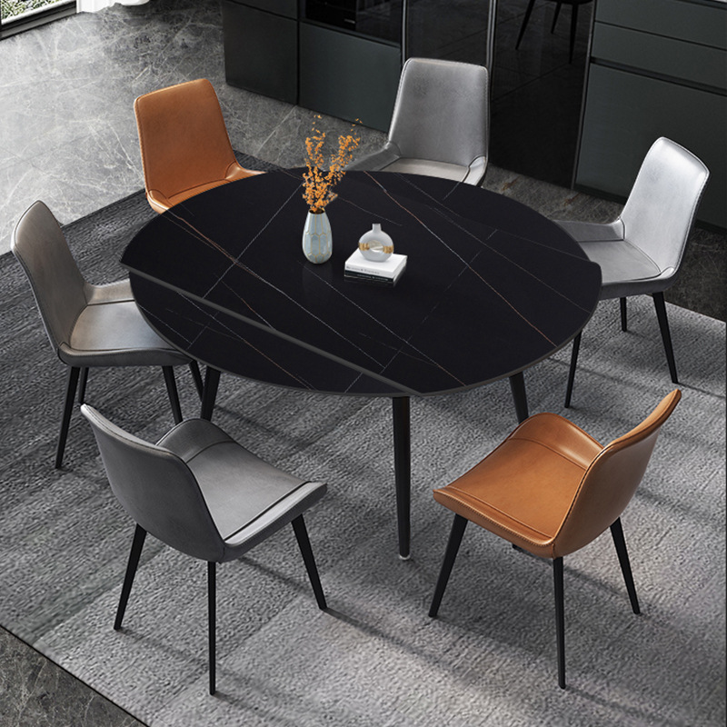 Luz de lujo Placa de roca mesa de comedor y silla combinación moderna simple mesa retráctil cuadrada redonda de doble uso nórdico hogar pequeño apartamento mesa de comedor