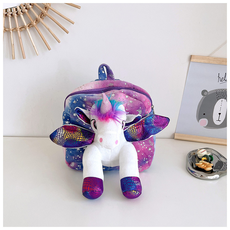Kindergarten niños de dibujos animados peluche juguete mochila unicornio pequeña bolsa comercio exterior