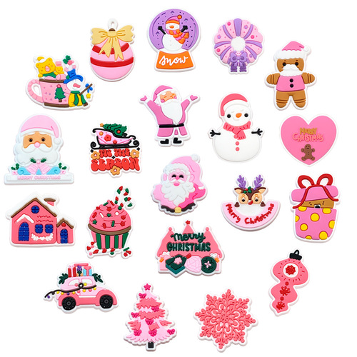 Single Pink Fresh Christmas 20 Hole Hole Shoes Decoration Soft Gel Shoes Flower Smart Star Gift Santa Claus