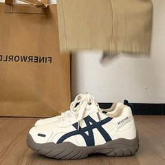 软皮版~厚底内增高德训鞋女2025年秋新款百搭阿甘运动休闲板鞋女