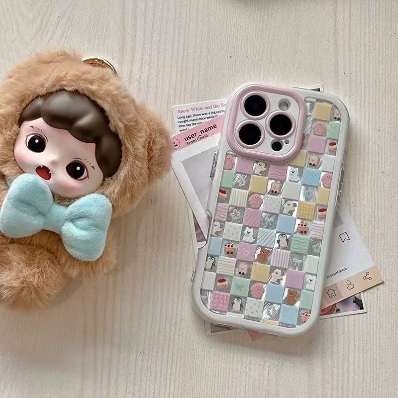 Ins estilo color color empalme cuadrado animal para iphone16ProMax funda para teléfono móvil Apple 14/15 nuevo 13