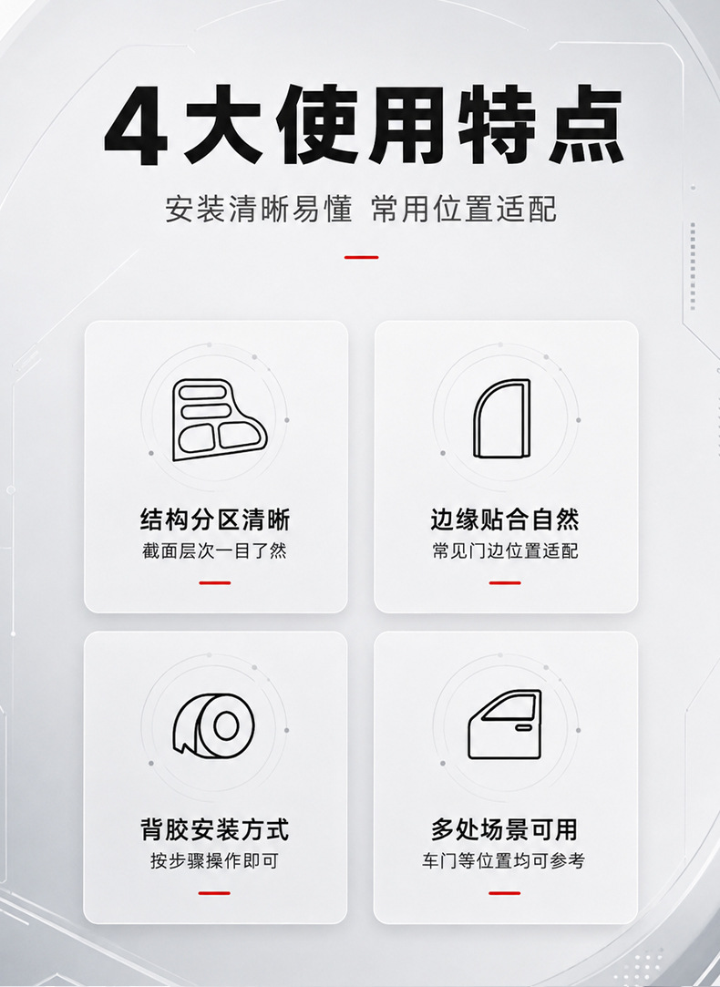 Car door seam B-pillar soundproof sealing strip C-pillar dashboard dustproof and anti-collision rubber strip noise reduction