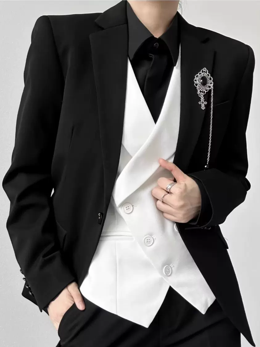 美式复古高级感山本风西服修身男中性风高级感小众百搭西装外套