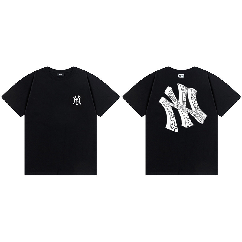 韓国新作MLBバックロゴ大プリントNY半袖Tシャツ男女兼用刺繍カジュアル半袖|undefined