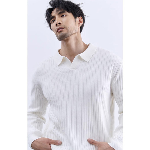 Spring and Autumn New POLO Shirt Collar Long Sleeve Knitted Sweater Men Light Mature Tapered Business Trend Import and Export Cross-border Wholesale
