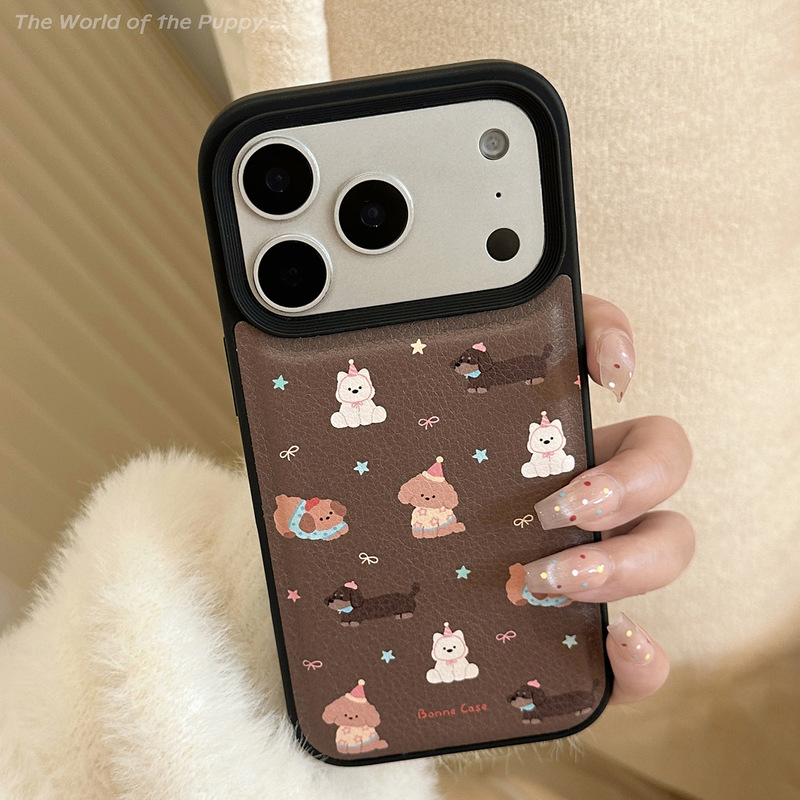 Brown Puppy 17Promax Suitable for Iphone15 Apple 16 Mobile Phone Case 13 White Deer Same Style 14 Anti-Fall 11 Leather Brown Puppy 17Promax Suitable for Iphone15 Apple 16 Mobile Phone Case 13 White Deer Same Style 14 Anti-Fall 11 Leather