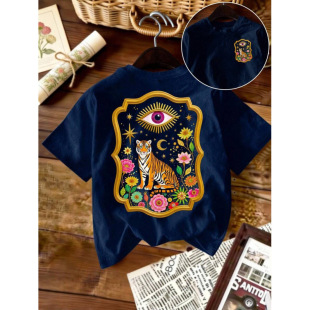 �W�a����Women's Casual T-Shirt, Mysterious Tiger Art T-Shirt