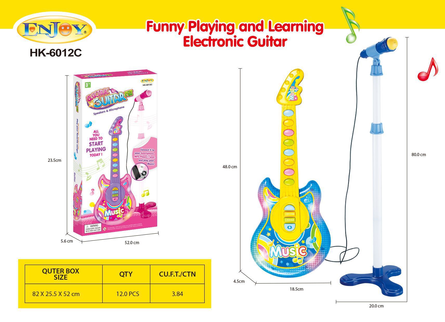 6012C 기타 + 수직 마크 스타일 블루
