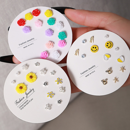 New European and American fashion trend elegant fairy ear jewelry one week earring delicate small combination earrings women 