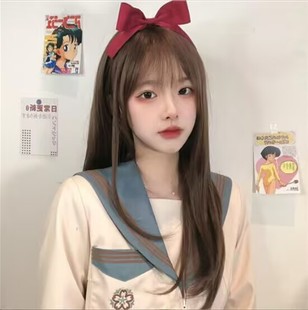 Japanese Medium-long Hair Elegant Face Repair Wig High Temperature Resistant Broken Bangs South Korea Hair Style Cos Wig
