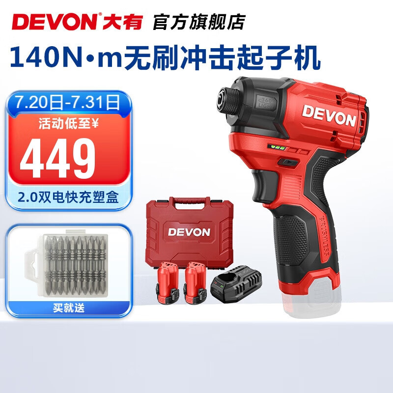 El litio tiene (Devon) 12V destornillador de impacto sin escobillas destornillador eléctrico eléctrico 5767 taladro eléctrico