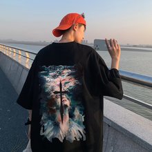2023新款爆款宽松版体恤夏季纯棉短袖T恤男士潮ins帅气男生上衣服