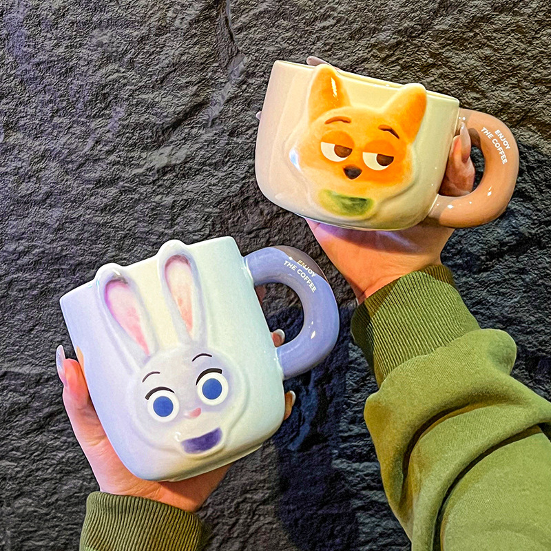 Jodie caricatura taza de cerámica relieve taza de agua casera taza de alta marca taza de oficina regalo de mano taza de pareja