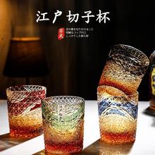 日式酒杯工艺雕刻威士忌酒杯纯手工刻花水晶玻璃洋酒杯子高端酒具