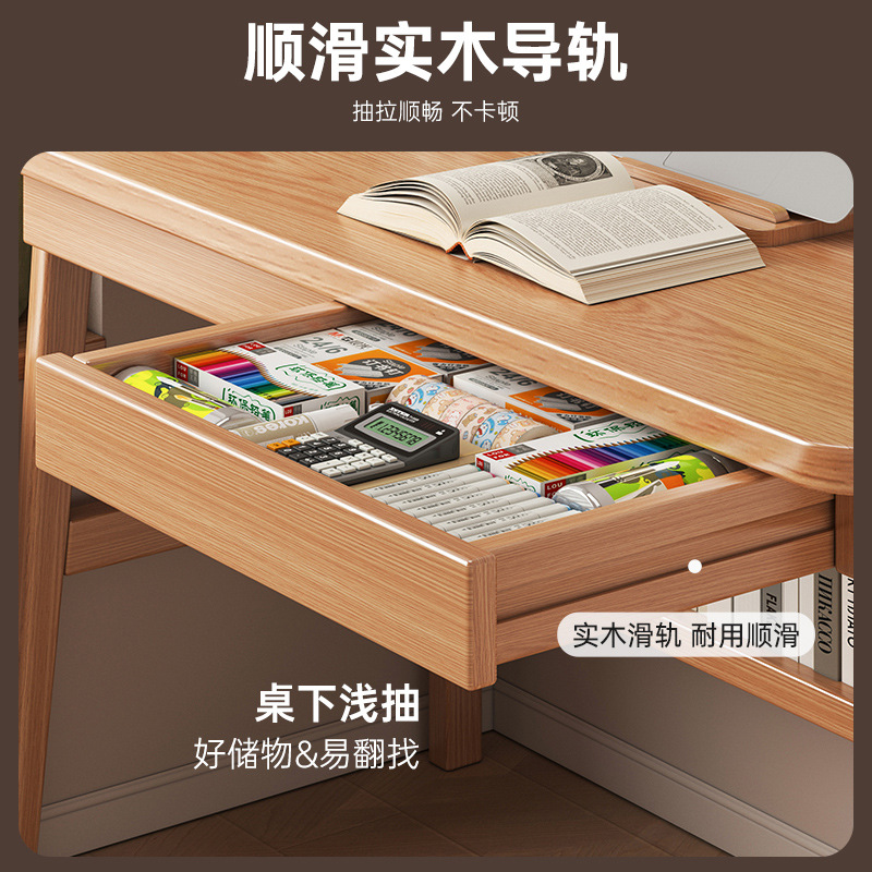 Casa de alquiler de madera sólida ensanchada escritorio de computadora dormitorio doméstico mesilla de cama pequeña casa con estante de escritorio estrecho