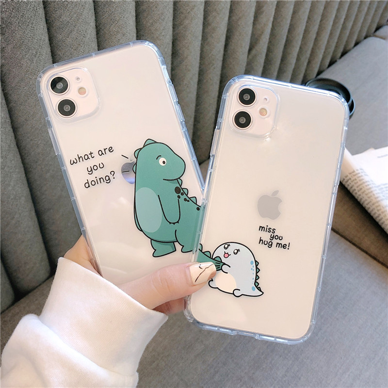 Cartoon Fruit Couple Compatible With 13 Little Dinosaur IPhone 11 15 Pro Soft Case Transparent 14 Women's Model_voghion.com