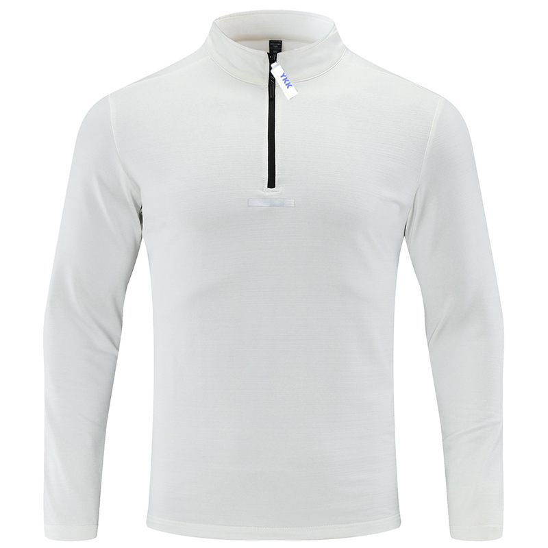 Spring and Autumn Outdoor Long Sleeve T-Shirt Men's Stretch Breathable Quick-Drying Sports Casual Half Zipper Top Men's Amazon Cross-Border