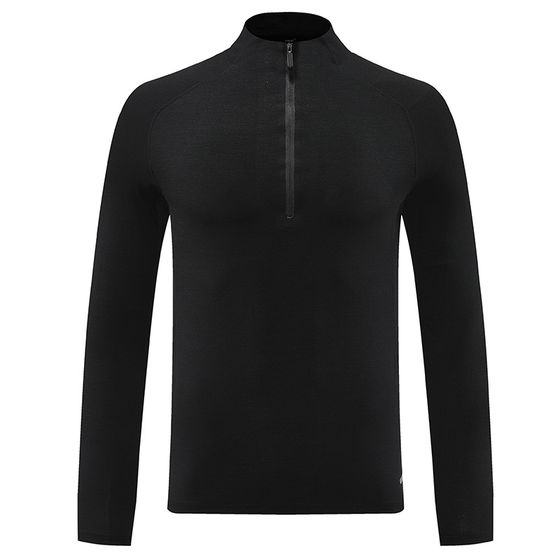 Comercio exterior transfronterizo semi-cremallera de cuello vertical camiseta de hombre camiseta legging de mangas largas acondicionamiento físico correr elástico chaqueta de secado rápido