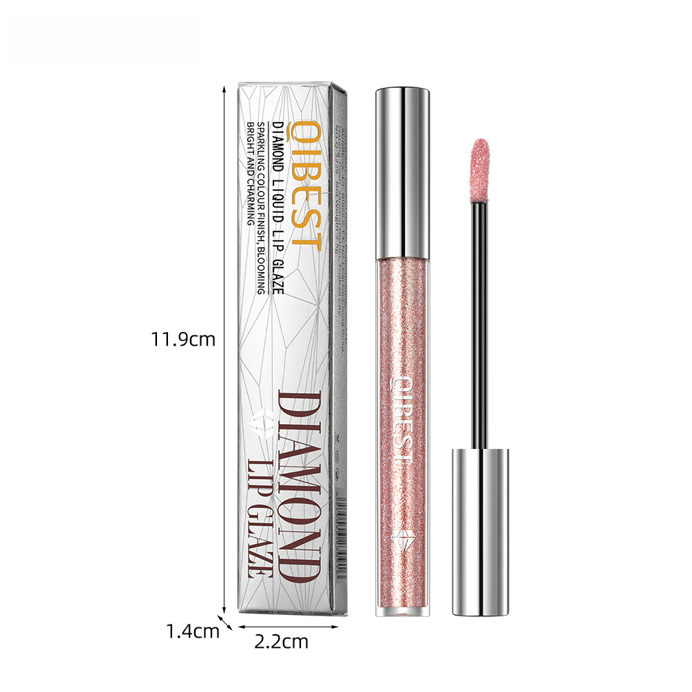 QIBEST Liquid Lipstick Diamond Eyeshadow Dual-use Makeup Lasting Easy-to-color Pearlescent Gloss Cup Lip Glaze
