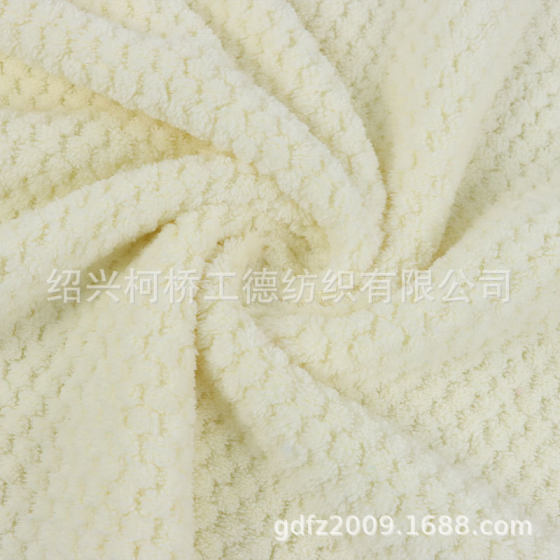Manufacturer polyester brocade coral fleece pineapple plied absorbent terry cloth dry hair cap bath towel bathrobe home clothes fabric