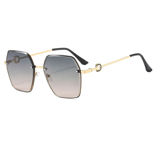2025 European and American fashion women's frameless edge-cutting sunglasses UV-proof internet celebrity retro gradient large-frame sun glasses 