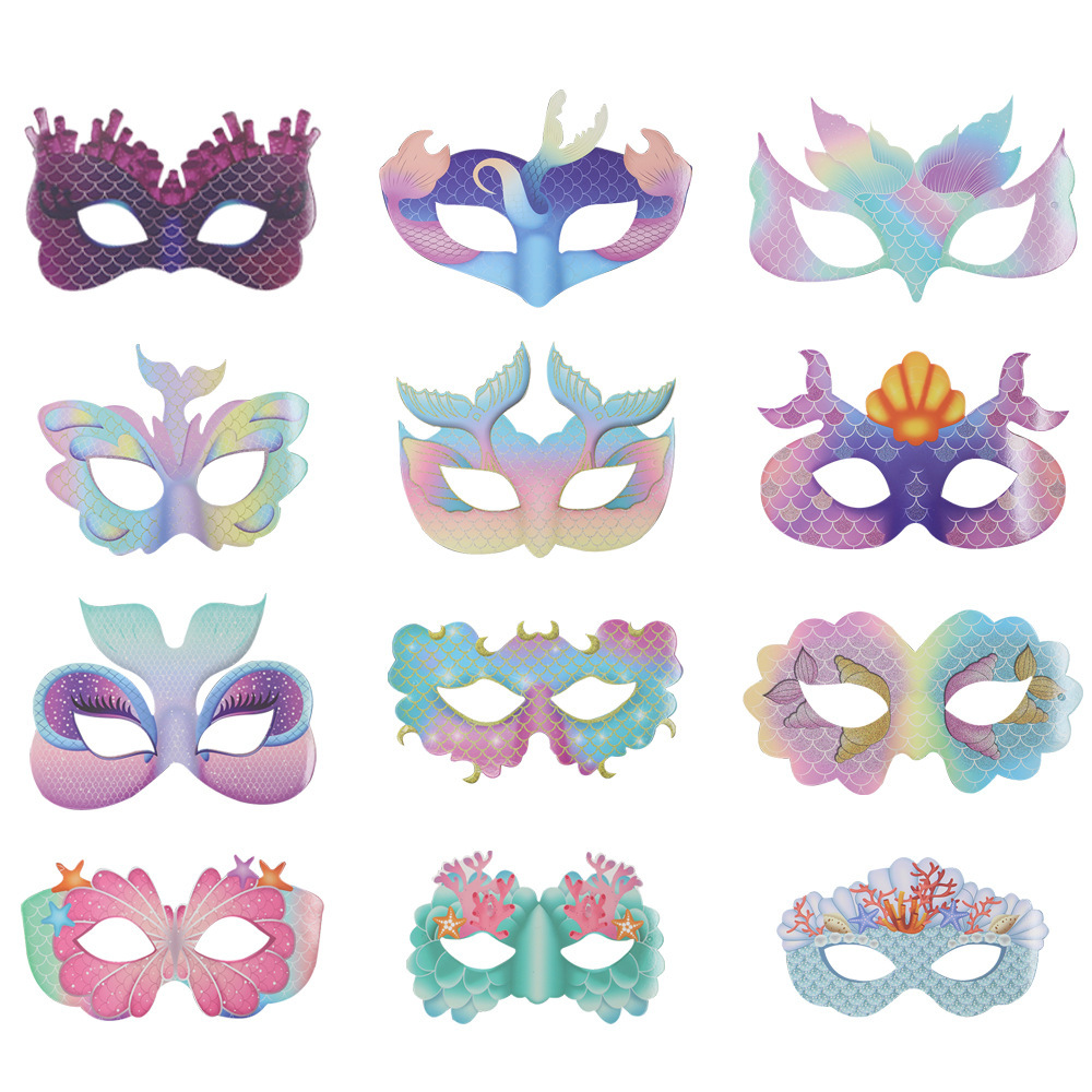 Tarjetas de papel DIY sirena carnaval nueva máscara para niños pintados máscara de mitad de cara fiesta espectáculo máscara de ojos al por mayor